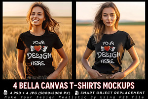 4 PSD T-shirts Fashion Model Mockups