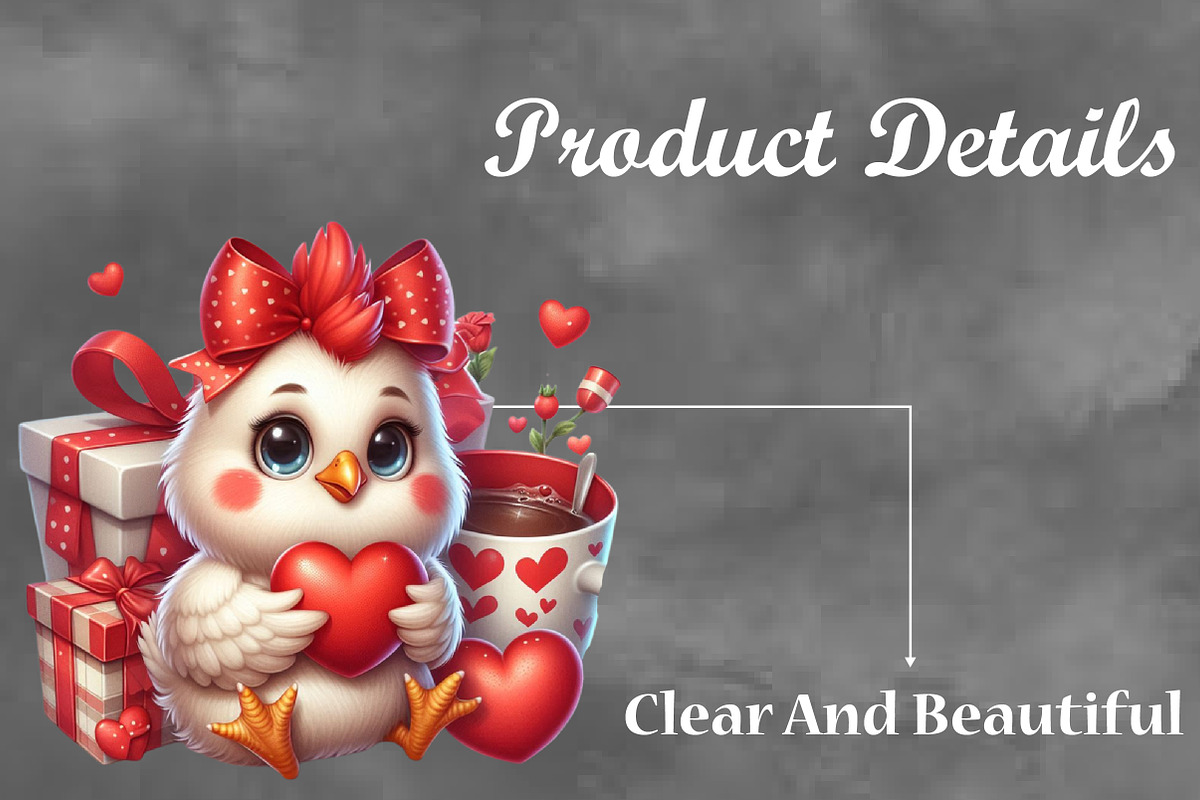 Valentine Cute Chicken Clipart, a Seasonal Illustration by Craft Nest (Photo 3 of 5)