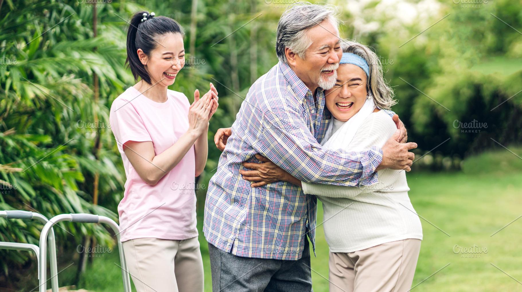 Portrait enjoy happy smiling love asian family.Senior mature fat, a Person Photo by Art_Photo
