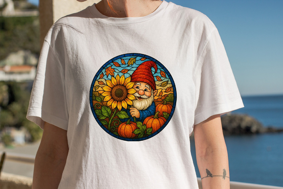 Round Fall Gnome Stained Glass Clipa, an Illustration by SVGArt (Photo 4 of 8)