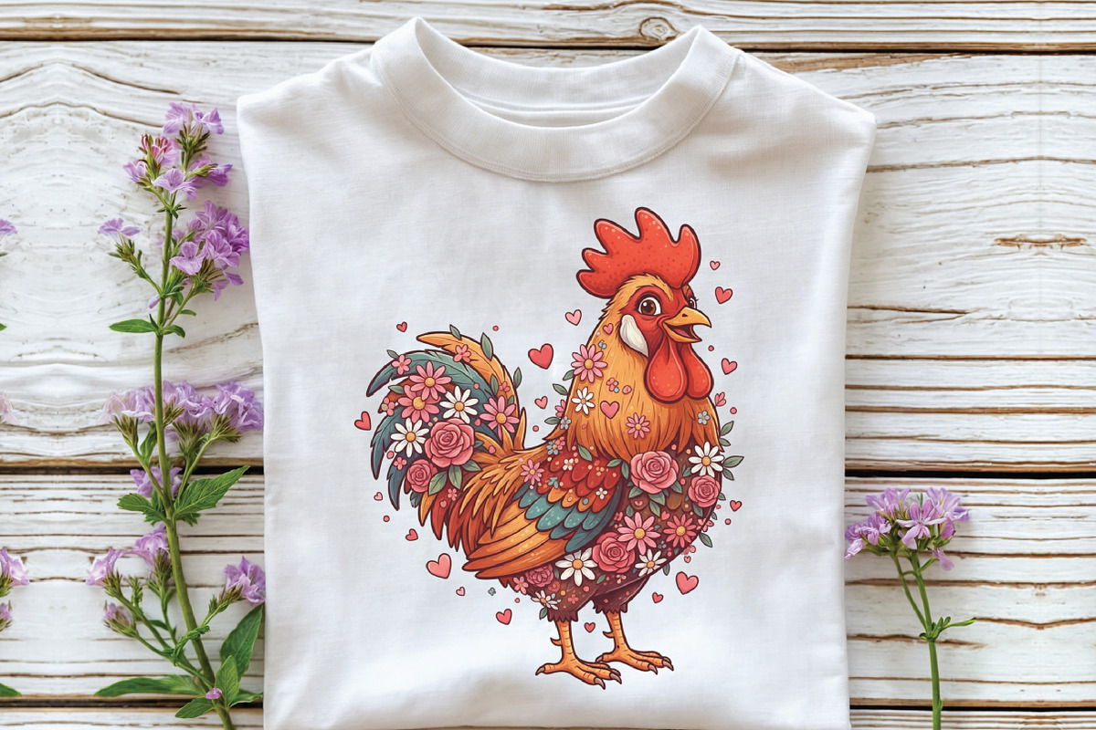Western Floral Chicken Valentine PNG, an Illustration by CraftArtStudio (Photo 3 of 4)