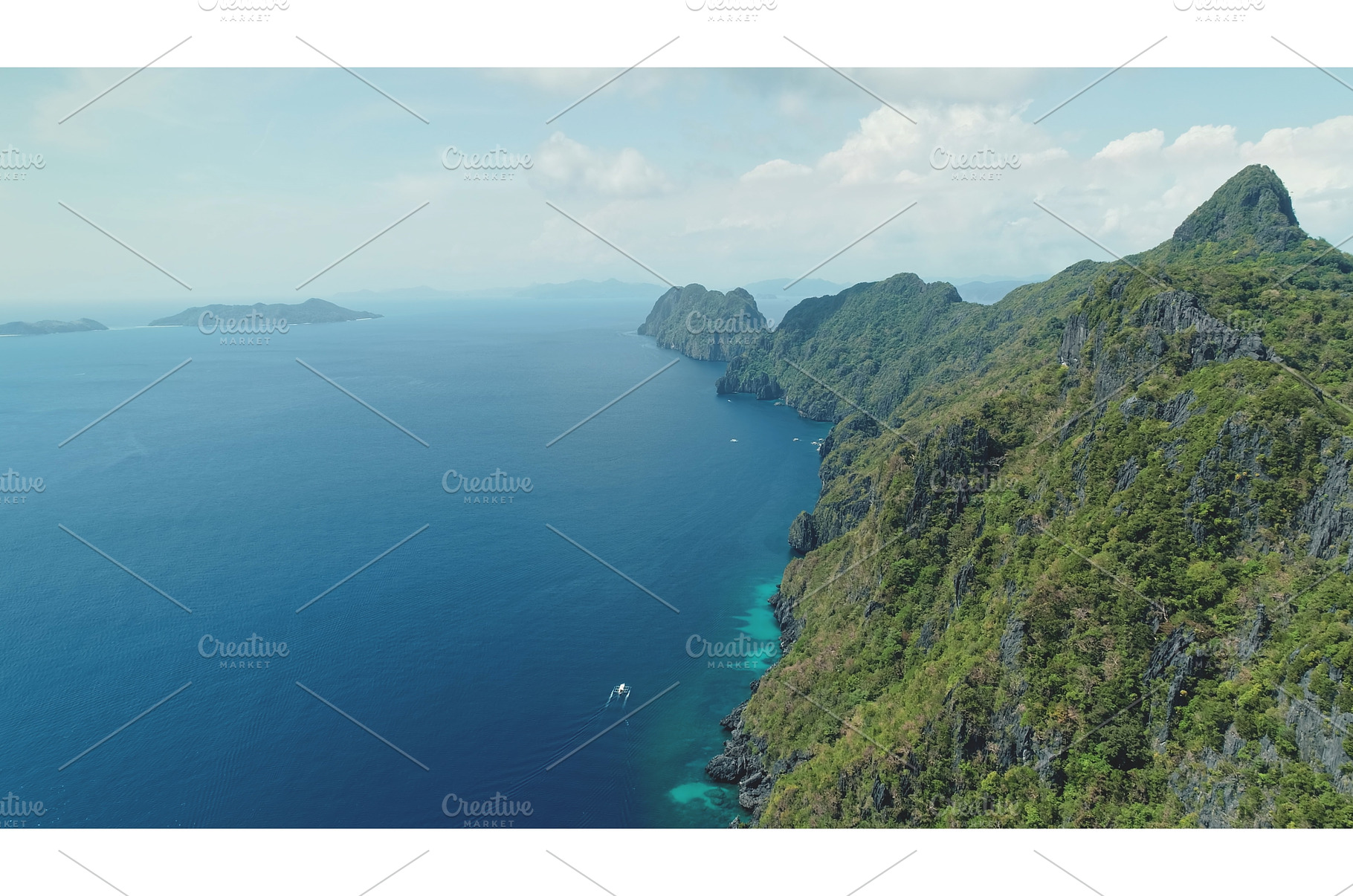 Aerial view of mountain island, a Nature Photo by Goinyk