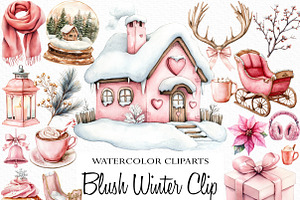 Watercolor Blush Winter Clip Art, an Illustration by Craft Nest