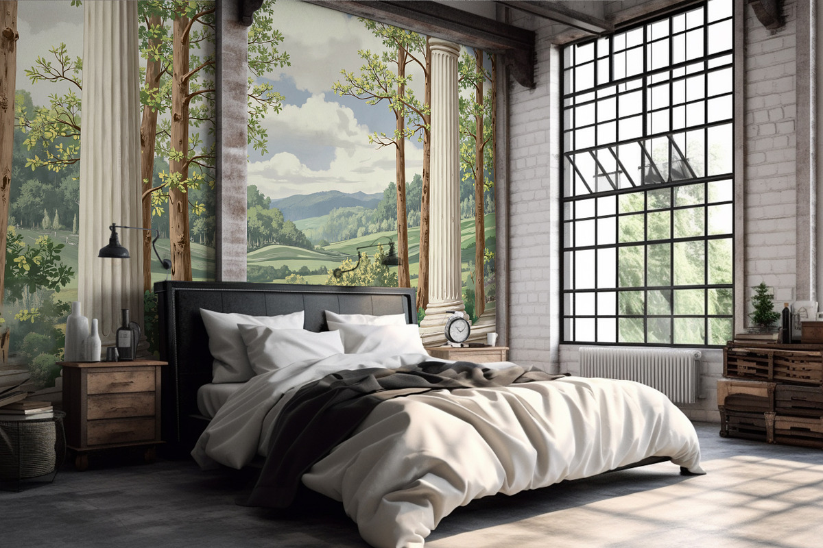 Hand drawn forest building wallpaper, a Wallpaper Graphic by Muzi pear studio (Photo 3 of 10)