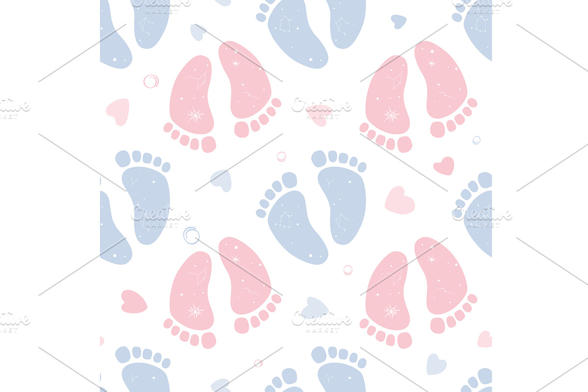 Seamless gender reveal pattern with, a Texture Illustration by Toltemara