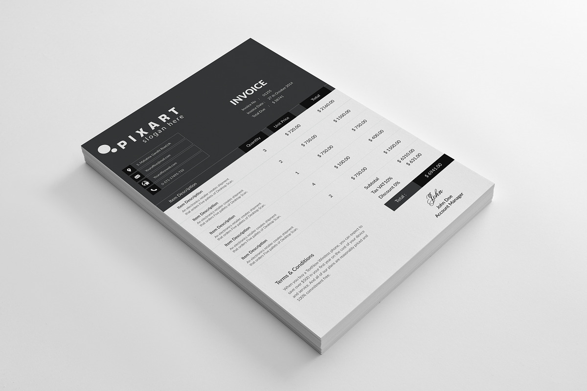 INVOICE, a Stationery Template by Graphicalark (Photo 3 of 4)