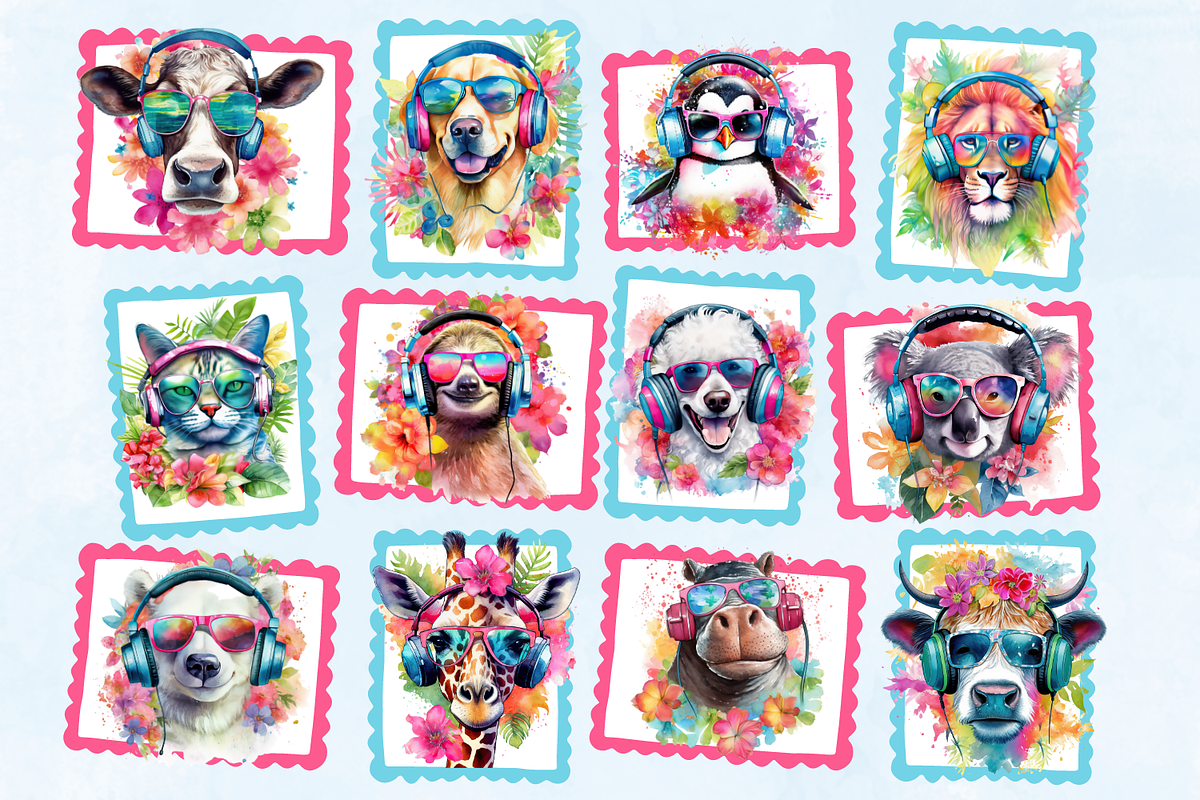 Chill Summer Animals Bundle, an Animal Illustration by Whimsy & Wishes (Photo 4 of 6)
