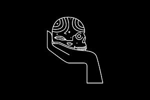 hand cranium skull space dark logo, a Branding & Logo Template by devastd