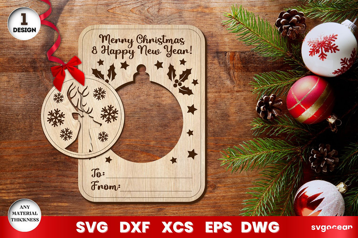 Christmas Greeting Cards Ornament, an Illustration by svgocean (Photo 2 of 7)