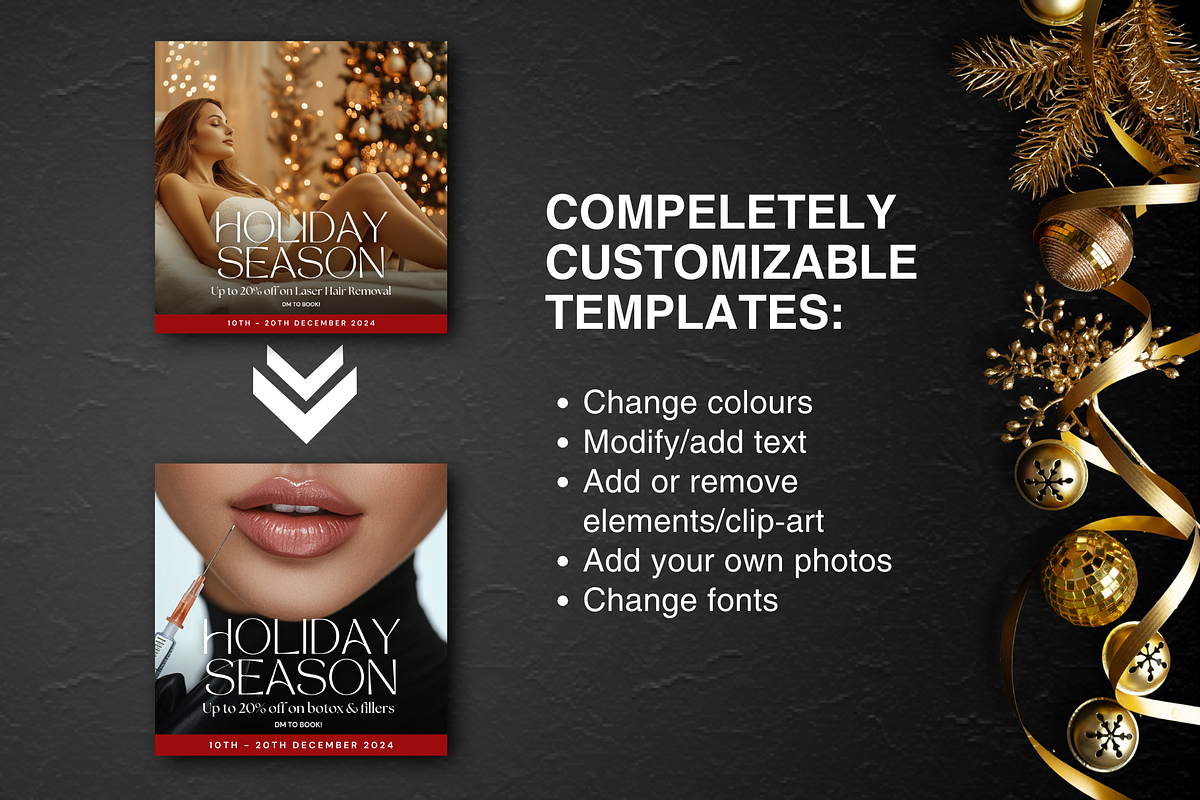 Laser Hair Removal Holidays Insta, a Social Media Template by DesignsbyMariaStudio (Photo 6 of 10)