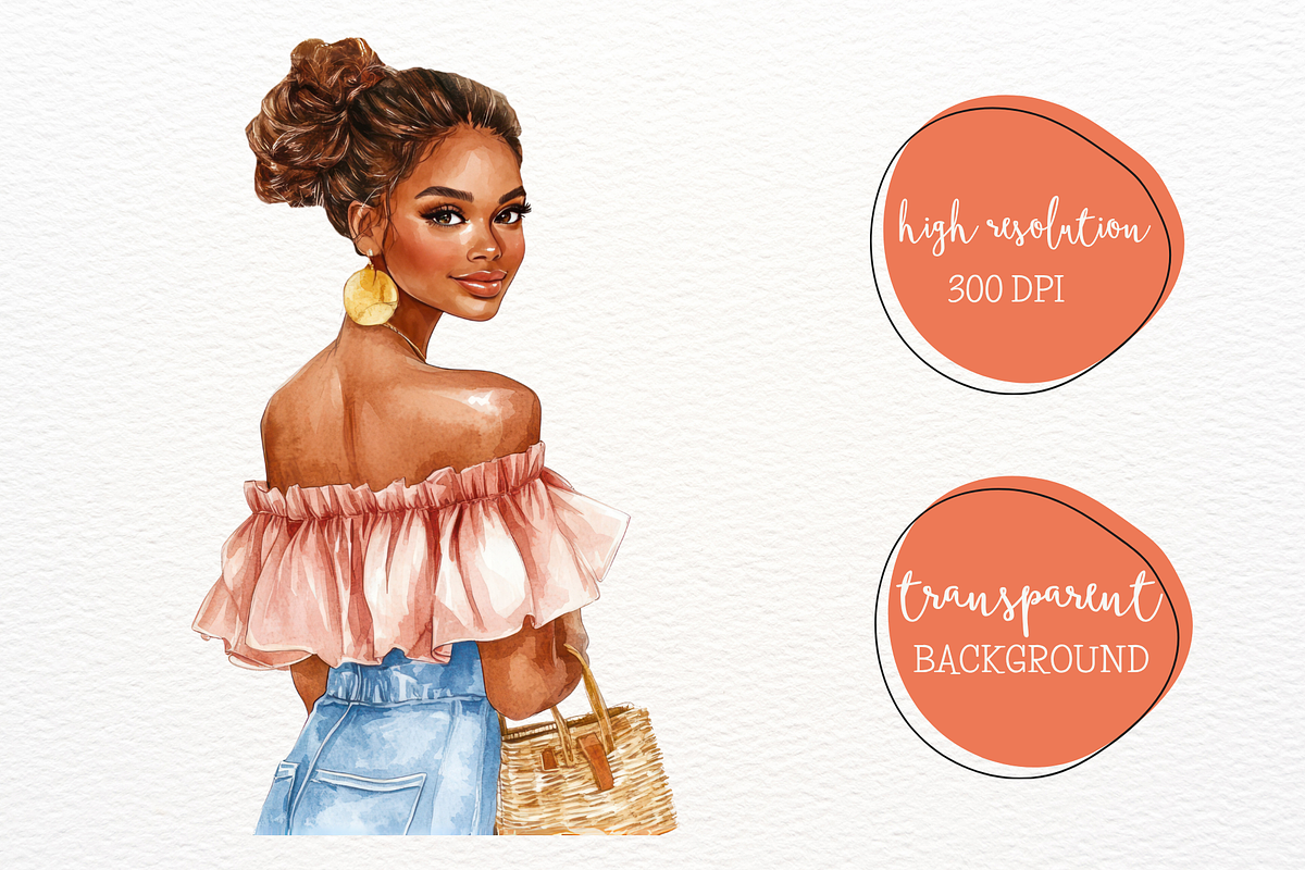 Fashion Women Clipart Watercolor PNG, a Decorative Illustration by Maysa Art (Photo 6 of 6)
