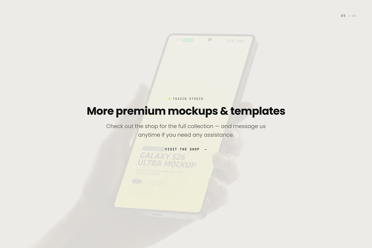Galaxy S26 Ultra Mockup, an Android Mockup by Toasin Studio (Photo 5 of 5)