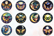 Lunar Moth Stained Glass Clipart, an Illustration by RobertsArt (Thumbnail 4 of 7)