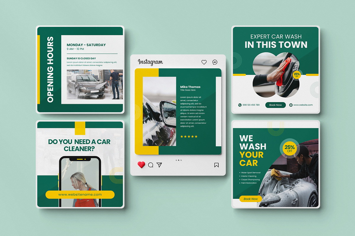 Car Wash Instagram Post Canva, a Social Media Template by Pixelpick (Photo 3 of 5)