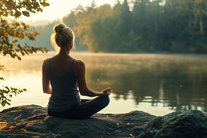 Woman practices meditation, a Sports & Recreation Photo by MistyDay