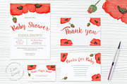 Watercolor Poppy Baby Shower Set, an Invitation Template by Love Design (Thumbnail 1 of 5)