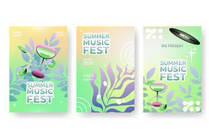 Music fest poster set, gradient, an Illustration by art PVP - market