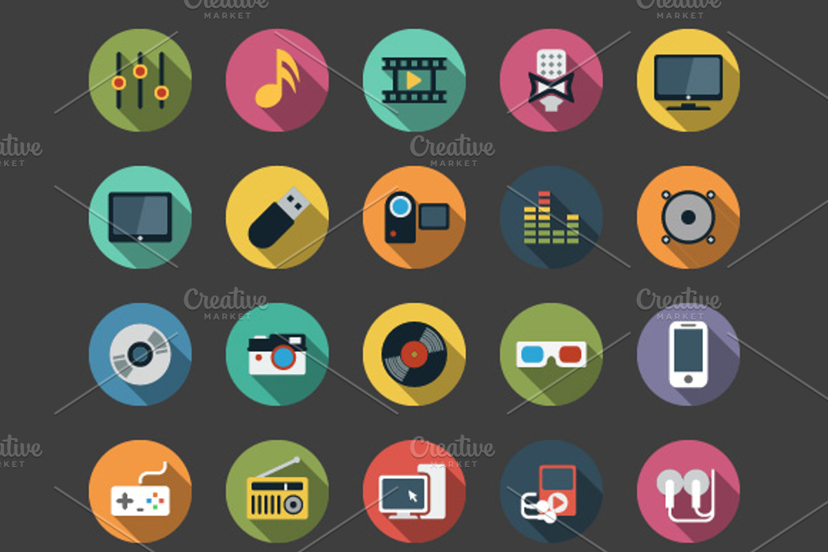 Multimedia Flat Icons, an Icon by Creative Ink (Photo 2 of 3)