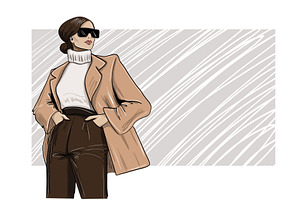 Fashion Woman In Blazer And Glasses