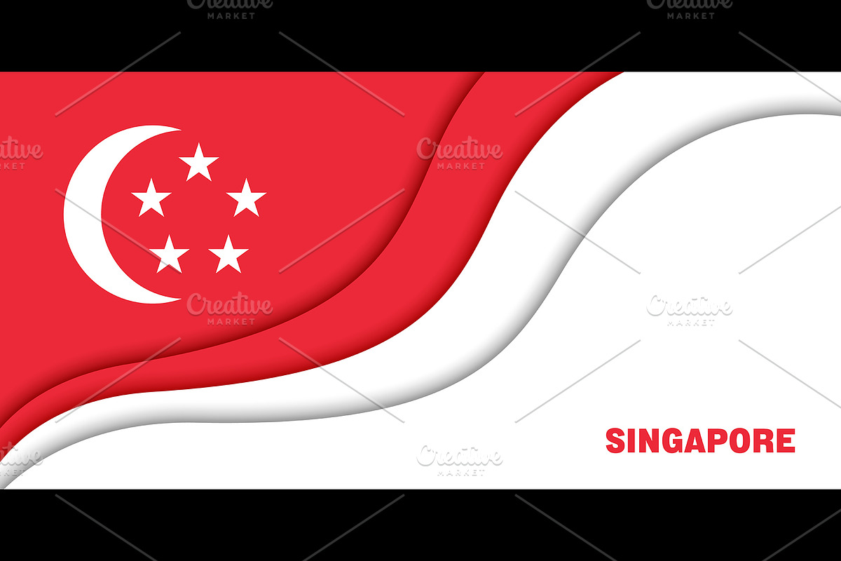 Paper cut flag of Singapore, a Decorative Illustration by Vector Tradition (Photo 3 of 3)