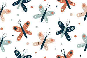 Seamless pattern with butterflies