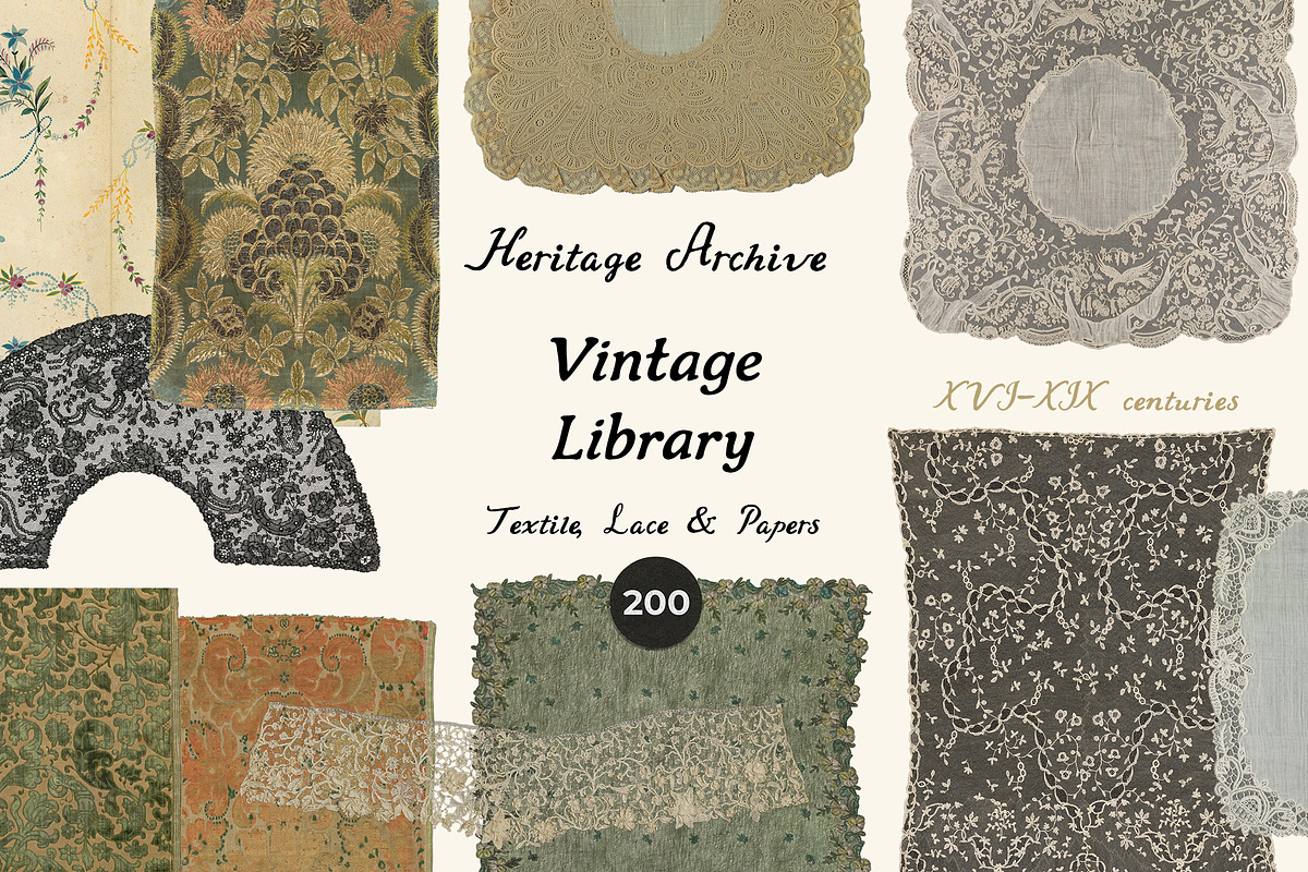 VINTAGE LIBRARY Textile, Lace, Paper, an Object Graphic by Lana Elanor (Photo 14 of 14)