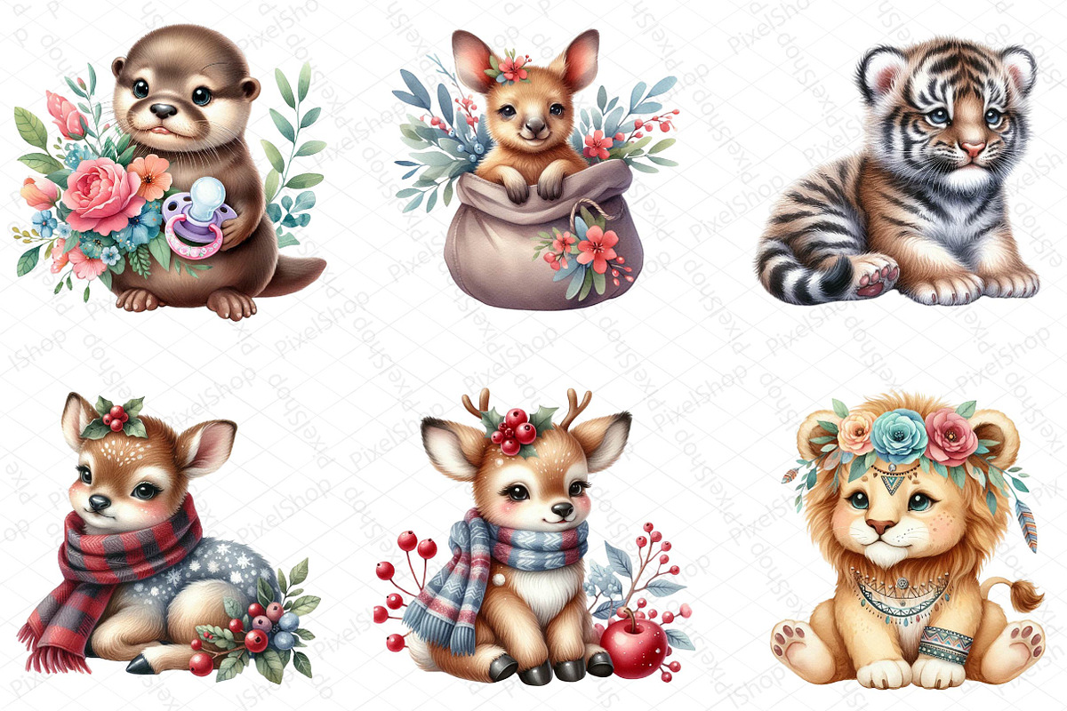 Boho Baby Clipart Bundle Boho Animal, an Illustration by DreamPrint404 (Photo 4 of 5)