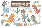 Wild Dinos clipart & paper set, an Illustration by Poppymoondesign (Thumbnail 1 of 5)