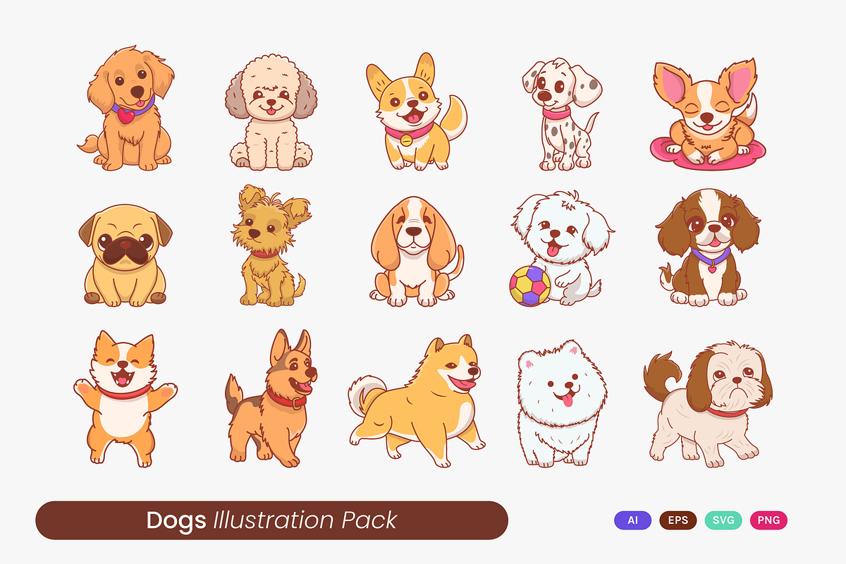 Dogs Illustration Pack, an Animal Illustration by MikroType Std