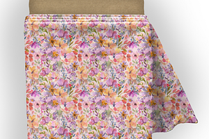 Watercolor Flowers Seamless Pattern