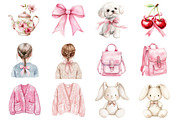Watercolor Little Coquette Clipart, a Seasonal Illustration by CitraGraphics (Thumbnail 4 of 7)