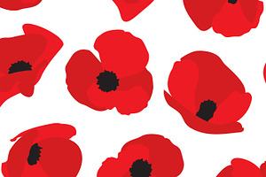 Red poppy flower seamless pattern, a Pattern Graphic by Viktorijareut