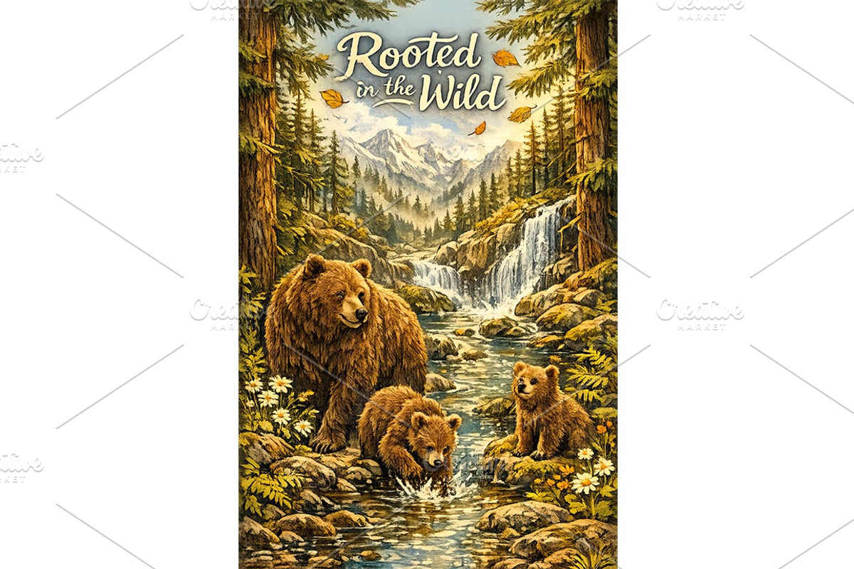 Bear Family Wall Art, a Background Graphic by LaseredNinja (Photo 2 of 3)