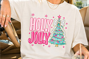 Holly Jolly Pink Christmas Tree PNG, a Seasonal Illustration by Creative Art (Thumbnail 2 of 3)