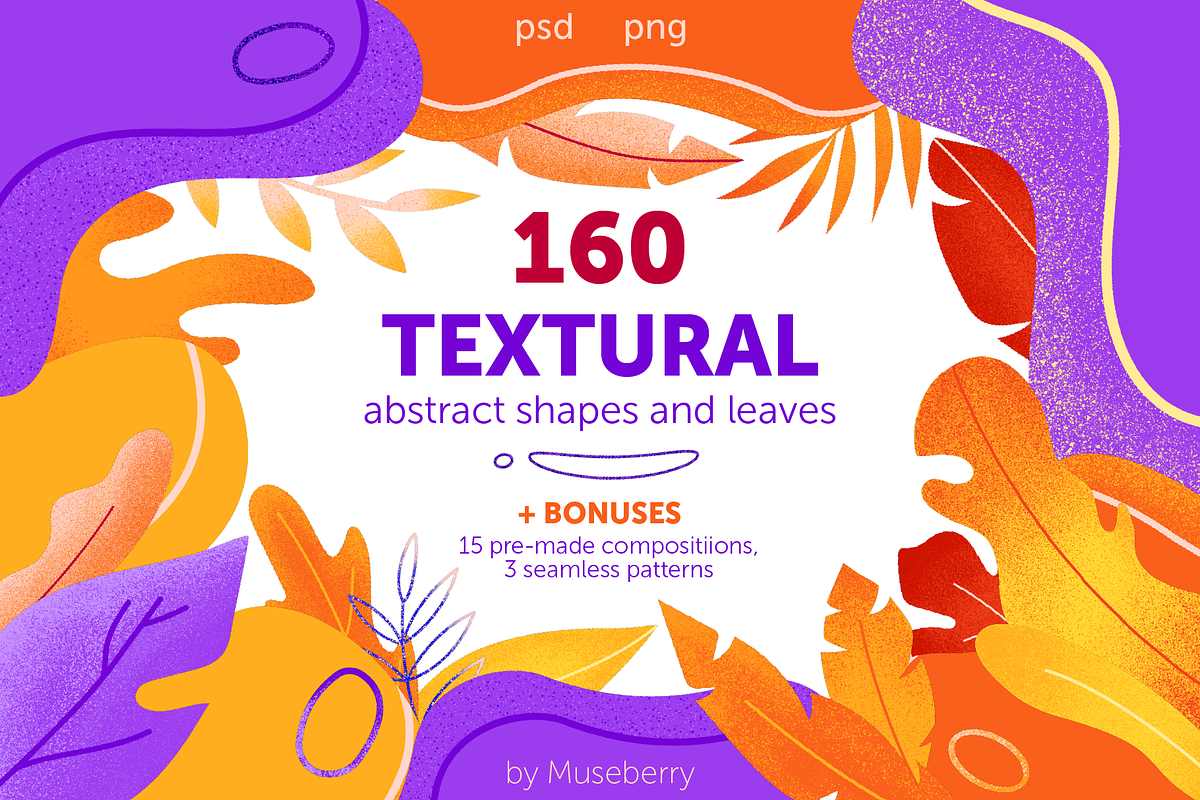 TEXTURAL abstract shapes + leaves, an Object Graphic by museberry (Photo 1 of 12)