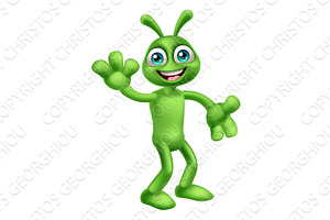 Alien Cute Little Green Man Martian, an Illustration by Christos Georghiou