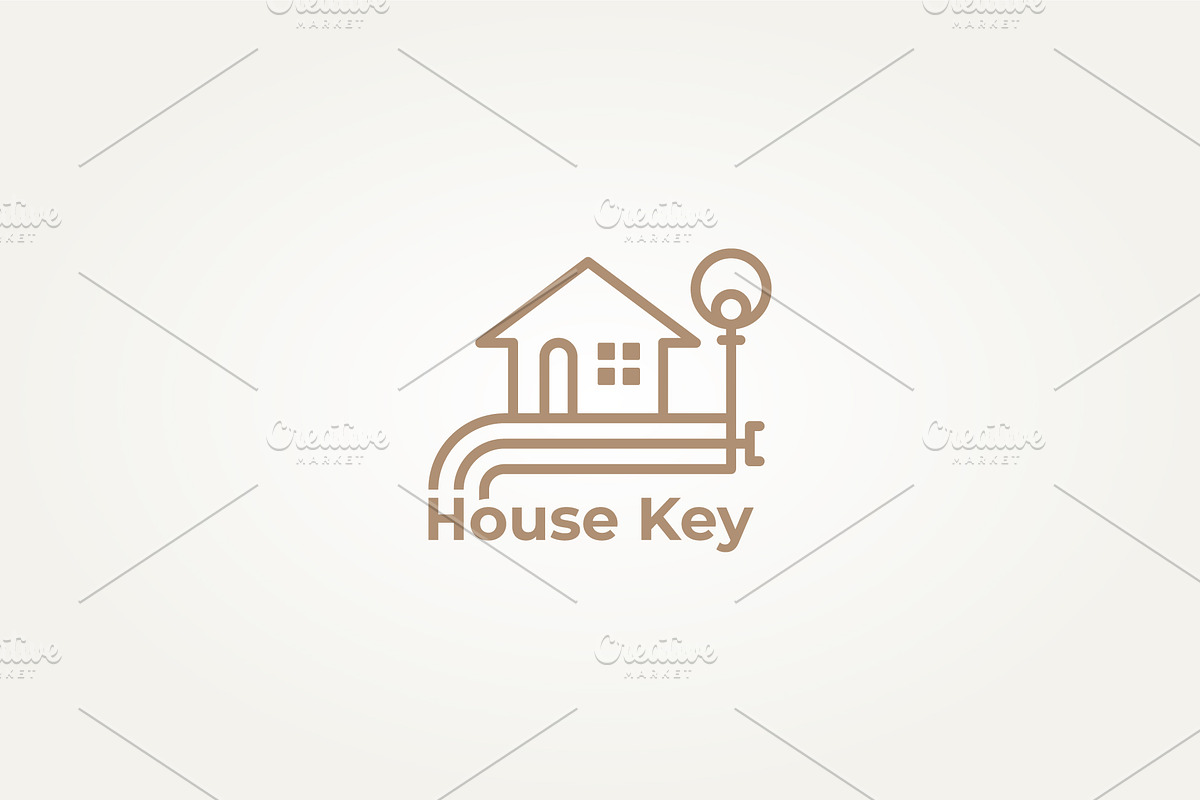 house key real estate line art logo, a Branding & Logo Template by Blazybone