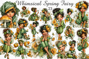 Whimsical Spring Fairy Clipart Png, an Illustration by Craft Nest