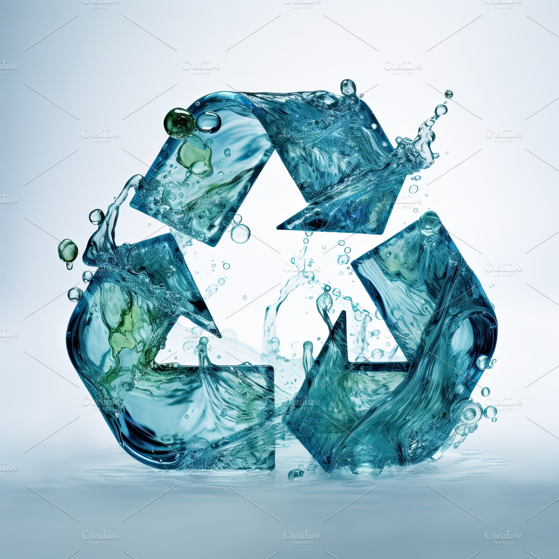 Recycling symbol consisting of water splashes, a Nature Photo by zakiroff