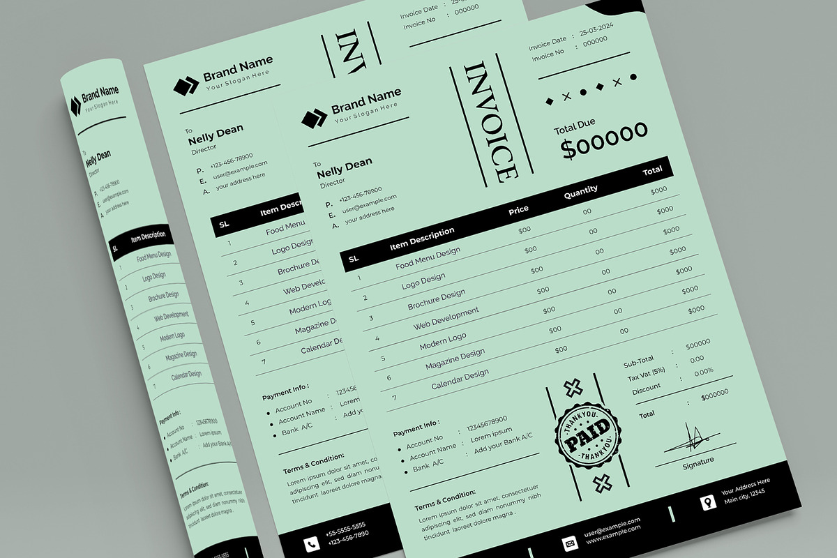 Business Invoice Design Template, a Stationery Template by MightyDesign (Photo 4 of 7)