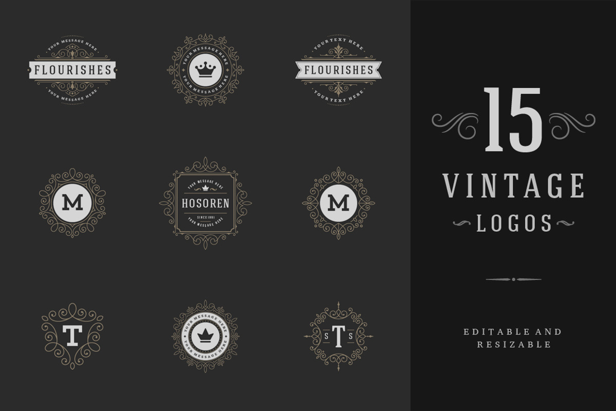 15 ornaments logos & monograms, a Branding & Logo Template by Vasya Kobelev (Photo 1 of 7)