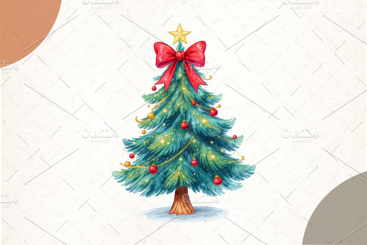 Sequin Glitter Christmas Tree, an Illustration by Watercolor design (Photo 1 of 6)