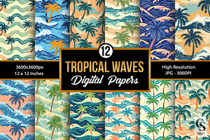 Tropical Ocean Waves Digital Papers