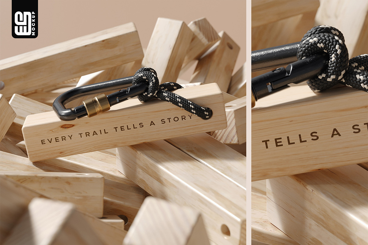 Wooden Keychain with Rope Mockup, an Advertising Mockup by SD Mockup (Photo 2 of 4)