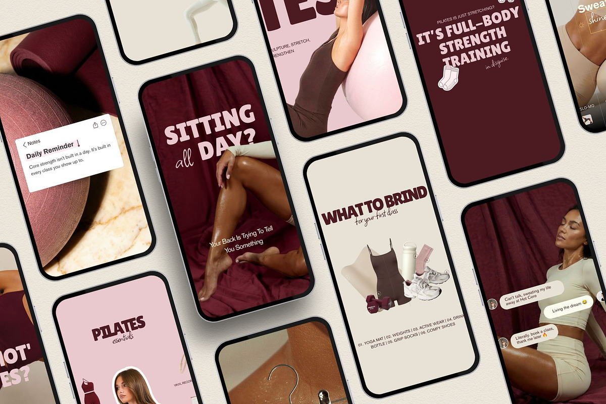 Pink & Burgundy Instagram Templates, a Social Media Template by Row Creative (Photo 3 of 11)
