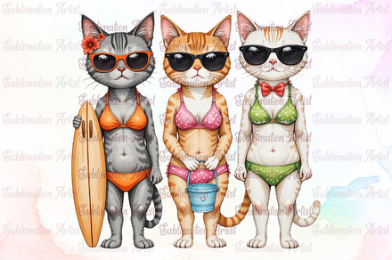 Funny Cat Summer Png, Funny Animal P, an Illustration by Sublimation Artist
