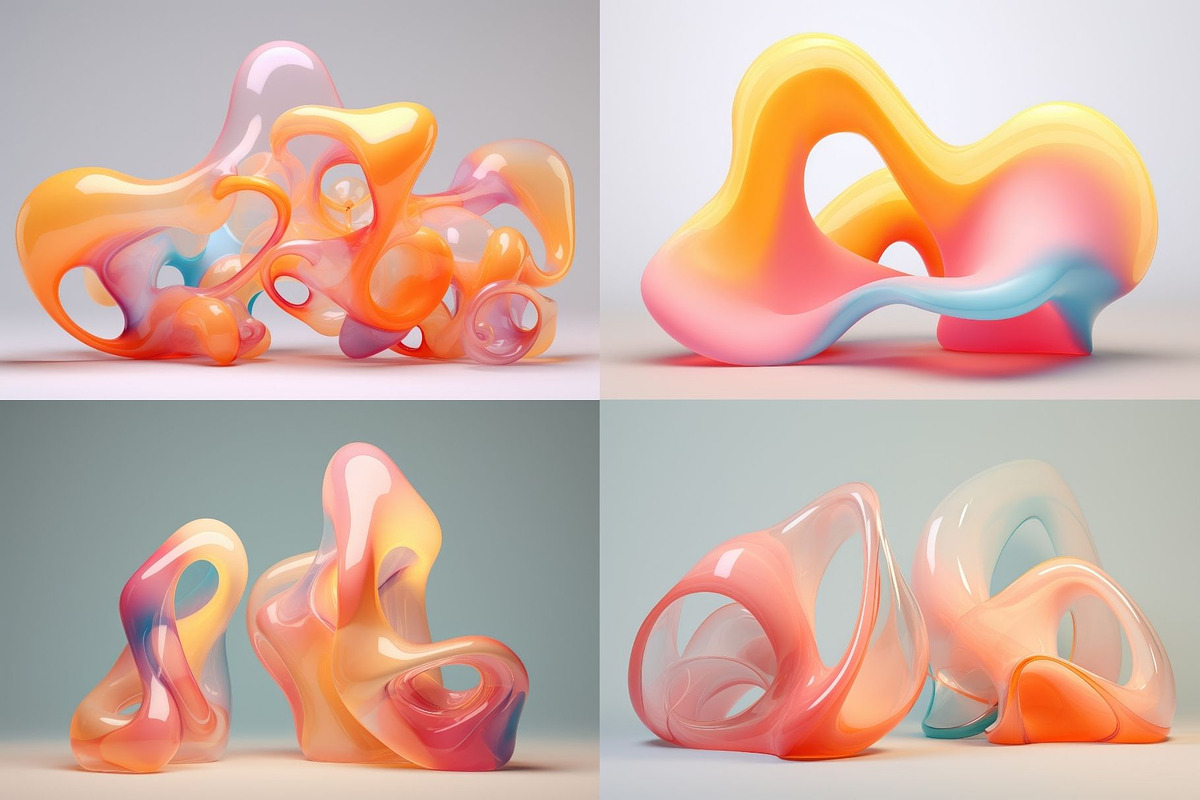 20 Translucent Twirls Sculptures, a Decorative Illustration by HipFonts (Photo 7 of 12)