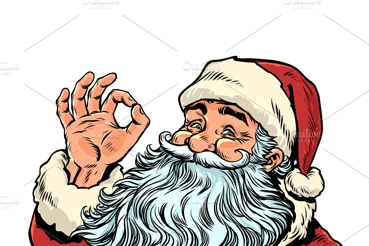 Pop Art Retro Santa Claus gives the, an Object Illustration by studiostoks