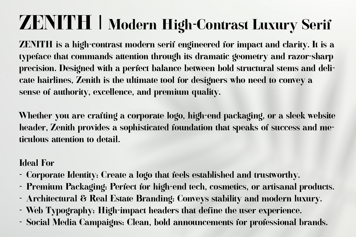 ZENITH - Modern Luxury Serif Font, a Serif Font by OWPictures (Photo 8 of 9)