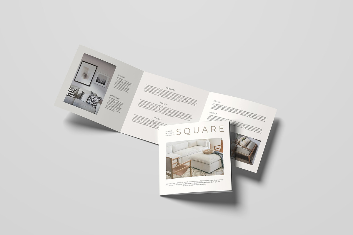 Square Trifold Brochure Mockup, an Advertising Mockup by Lxadesign (Photo 9 of 13)